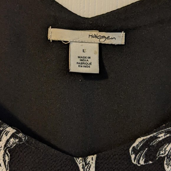Halogen Sleeveless Top L Black with White Flowers - Picture 2 of 10